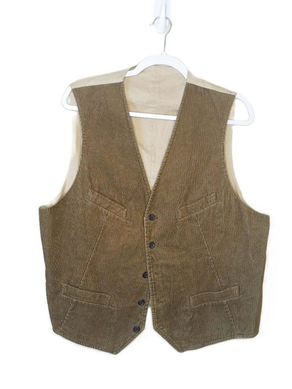 AMERICAN LIVING TAN CORDUROY BUTTON VEST XL COTTON